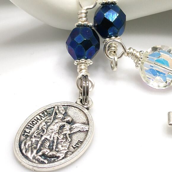 One Decade Rosary, Police Rosary, Handmade Saint Michael Pocket Rosary - Picture 4 of 10